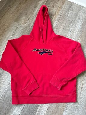 VTG American Girl Embroidered Red Navy Hoodie Sweatshirt Youth XL